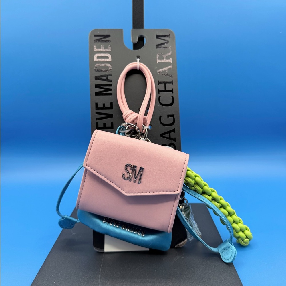 Steve Madden Pink and Blue Mini Bag Charm for keys/wallet